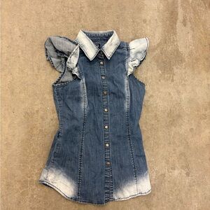 Vintage y2k Miss Sixty Blue Denim Collection button up shirt coquette